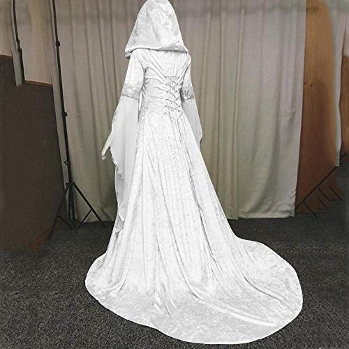 VJGOAL Moda para Mujer Sólido Manga Larga Vintage Manga de Bengala Medieval Empire Vestido Largo con Capucha Tallas Grandes Vestido de Cosplay