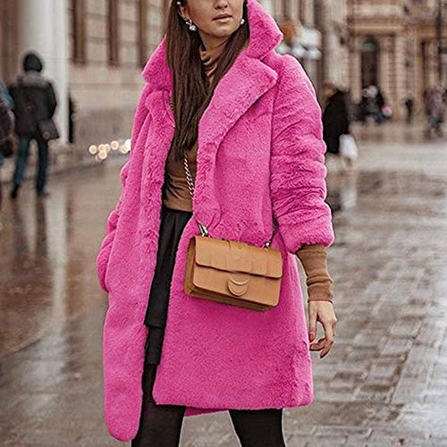 VJGOAL Mujer Abrigo de Piel sintética Tallas Grandes Invierno Casual Cálido Color sólido Manga Larga Espesar Felpa Solapa Parka Chaqueta