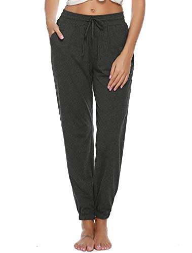 Vlazom Algodón Pantalones Largas Mujer Verano para Pijamas y Desportivas, Pantalones de Pijamas Suave y Transpirable S-XXL