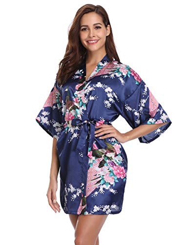 Vlazom Kimono Mujer Bata para Satén Mujer Sexy y Elegante Ropa de Dormir Batas Albornozes Mujer