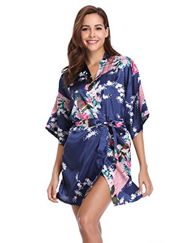 Vlazom Kimono Mujer Bata para Satén Mujer Sexy y Elegante Ropa de Dormir Batas Albornozes Mujer