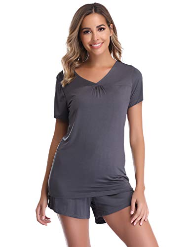 Vlazom Pijamas para Mujer Verano 95% Algodón de Suave y Transpirable, Ropa de Dormir de Camiseta con Pantalones Cortas S-XXL