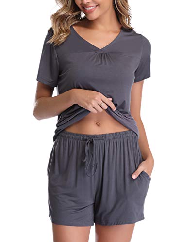 Vlazom Pijamas para Mujer Verano 95% Algodón de Suave y Transpirable, Ropa de Dormir de Camiseta con Pantalones Cortas S-XXL