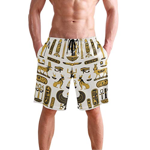 VLOOQ-HX Bañador de natación, el Antiguo Egipto, el carácter Masculino ed egipcios, Pantalones Cortos de Playa a s e Secado rápido con Forro de Malla