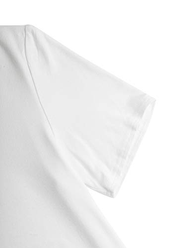 VONDA Camiseta de Mujer Manga Corta Cuello Pico tee Camiseta para Mujer Casual Loose Fit Túnica Tops para Verano A-Blanca XXL