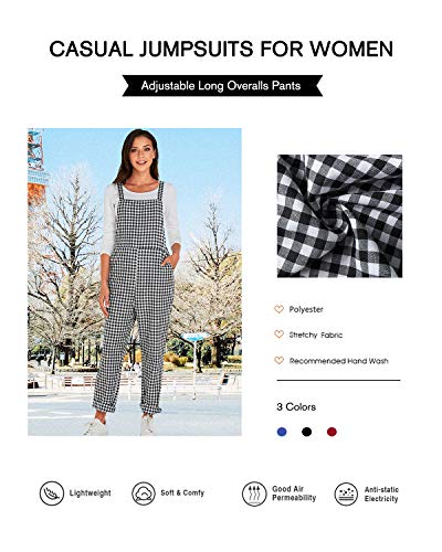 VONDA Mono de para Mujer Verano Strappy Plaid Playsuit Casual Retro Overol D-Negro S