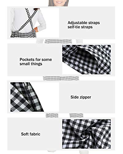 VONDA Mono de para Mujer Verano Strappy Plaid Playsuit Casual Retro Overol D-Negro S