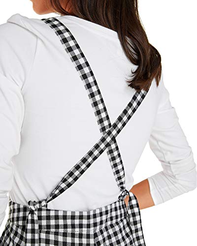 VONDA Mono de para Mujer Verano Strappy Plaid Playsuit Casual Retro Overol D-Negro S