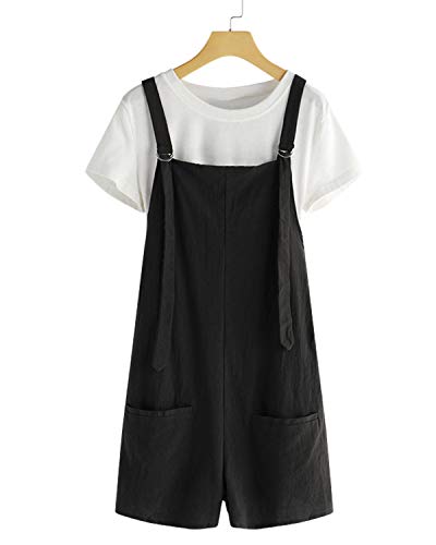 VONDA - Mono de verano sin mangas, corto con cuello en V, para mujer Negro B-negro S