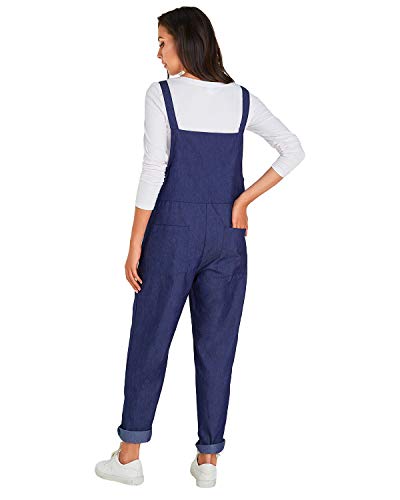 VONDA Mono para Mujer de Verano Mono Corto de algodón con Tirantes Casual Overol con Correa de botón Overol A-Azul Claro L