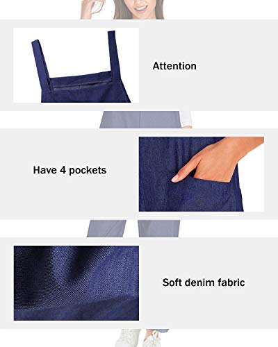 VONDA Mono para Mujer de Verano Mono Corto de algodón con Tirantes Casual Overol con Correa de botón Overol A-Azul Claro L