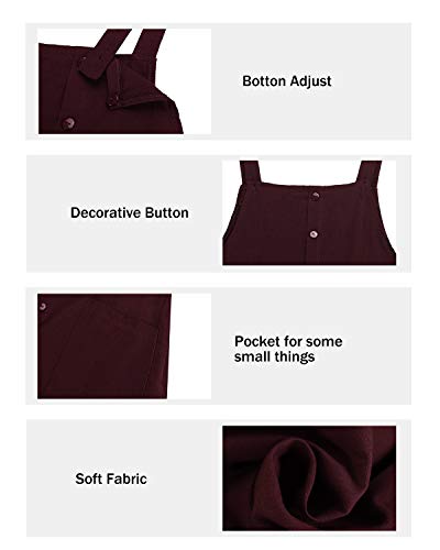 VONDA Mono para Mujer Sin Mangas para Mujer Monos de harén Casuales Monos de Pierna Ancha A-Vino Rojo 3XL