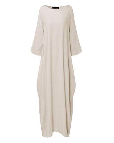 Vonda - Vestido largo para mujer, manga larga, estilo boho, talla grande, talla medieval A-caqui. M-36/38/40