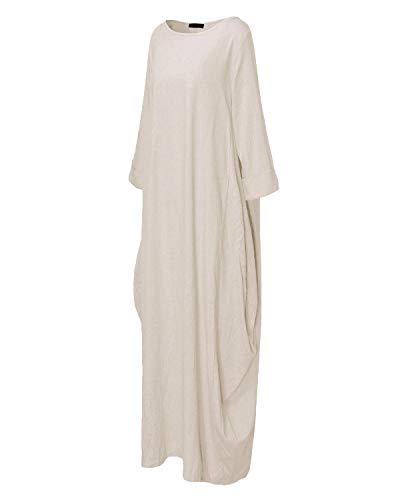 Vonda - Vestido largo para mujer, manga larga, estilo boho, talla grande, talla medieval A-caqui. M-36/38/40