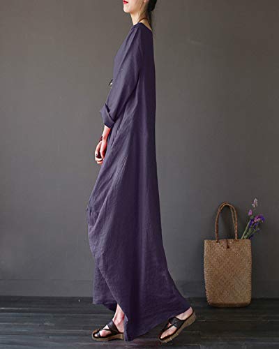 Vonda - Vestido largo para mujer, manga larga, estilo boho, talla grande, talla medieval A-lila. M-36/38/40