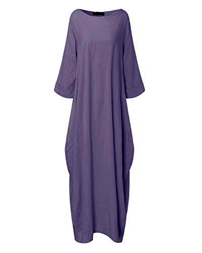 Vonda - Vestido largo para mujer, manga larga, estilo boho, talla grande, talla medieval A-lila. M-36/38/40
