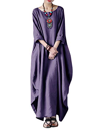 Vonda - Vestido largo para mujer, manga larga, estilo boho, talla grande, talla medieval A-lila. M-36/38/40