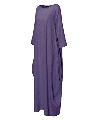 Vonda - Vestido largo para mujer, manga larga, estilo boho, talla grande, talla medieval A-lila. M-36/38/40