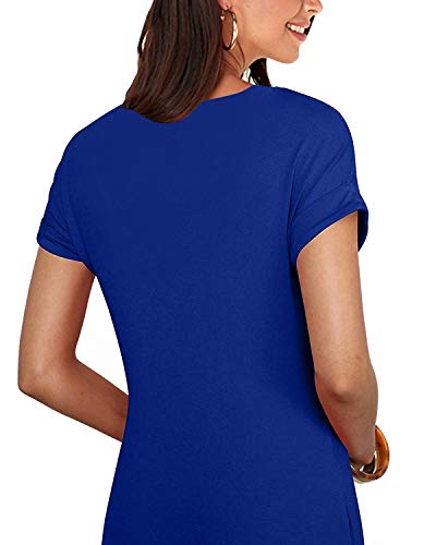 VONDA Vestidos para Mujer Verano Casual Playa Cuello en V Talla Extra Maxi Vestido Largo Bohemio con Bolsillos A-Real M