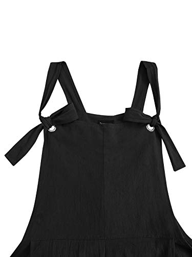 VONDA Women's Strappy Jumpsuits Overalls Casual Harem Wide Leg Dungarees Rompers B-Negro 2XL