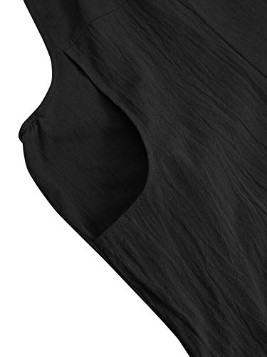 VONDA Women's Strappy Jumpsuits Overalls Casual Harem Wide Leg Dungarees Rompers B-Negro 2XL