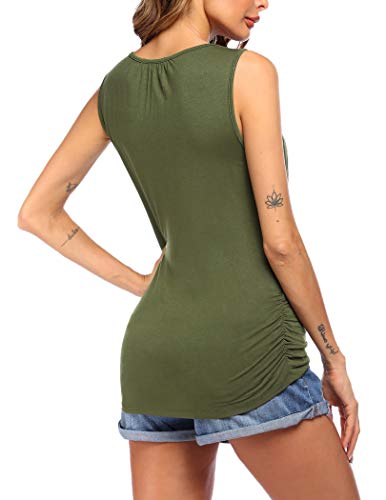 VOOMALL Camisa de Lactancia para Mujer, camisón de Maternidad sin Mangas, de Nuevo, Camisa de Maternidad con Dos Capas, Camiseta de Maternidad Ajustada Verde Militar, XXL