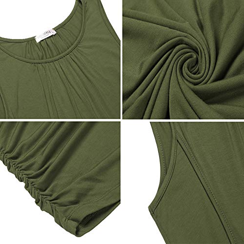 VOOMALL Camisa de Lactancia para Mujer, camisón de Maternidad sin Mangas, de Nuevo, Camisa de Maternidad con Dos Capas, Camiseta de Maternidad Ajustada Verde Militar, XXL