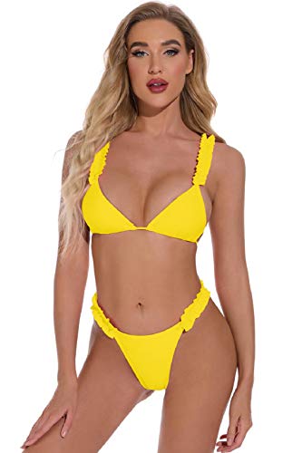 Voqeen Bikini para Mujer Traje de baño Mujer Sexy Acolchado Push-Up Verano Dos Piezas Traje de baño con Volantes para Mujer con Almohadilla para el Pecho sin Aros gram