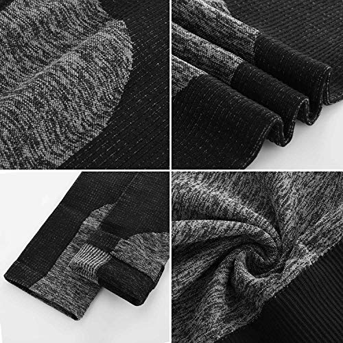 Voqeen Camisola y Pantalones de Yoga de Punto Sin Costuras para Mujer, Mallas Elásticas de Cintura Alta, Mallas para Correr, Deporte, Gimnasio, Entrenamiento