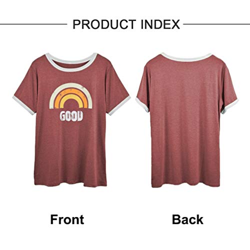 Voqeen Mujer Camiseta de Manga Corta con Cuello Redondo y Estampado Arcoiris para Adolescentes, Camiseta para Niñas, Camisetas con Estampado Cristiano, Blusa de Verano, Camisetas Sin Mangas