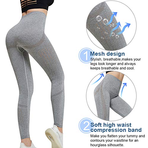 Voqeen Mujer Pantalones De Yoga Deportivos Leggings Alta Cintura Adelgazantes Elásticos y Transpirable secado rápido Fitness Jogging Leggins
