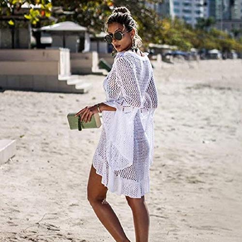 Voqeen Mujer Pareos Playa Traje de Baño Verano Vestido de Playa Sexy Bikini Cover up Camisola de Playa Camisolas y Pareos Ganchillo Túnica de Punto Estilo Sobredimensionado