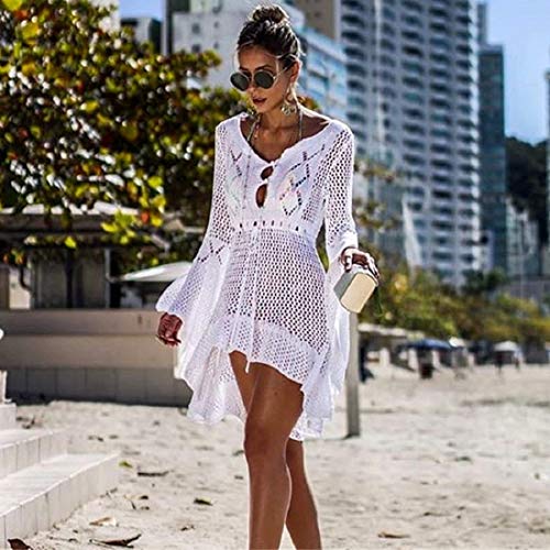 Voqeen Mujer Pareos Playa Traje de Baño Verano Vestido de Playa Sexy Bikini Cover up Camisola de Playa Camisolas y Pareos Ganchillo Túnica de Punto Estilo Sobredimensionado