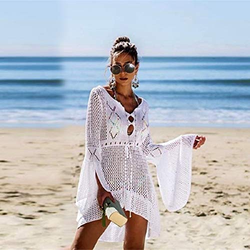 Voqeen Mujer Pareos Playa Traje de Baño Verano Vestido de Playa Sexy Bikini Cover up Camisola de Playa Camisolas y Pareos Ganchillo Túnica de Punto Estilo Sobredimensionado