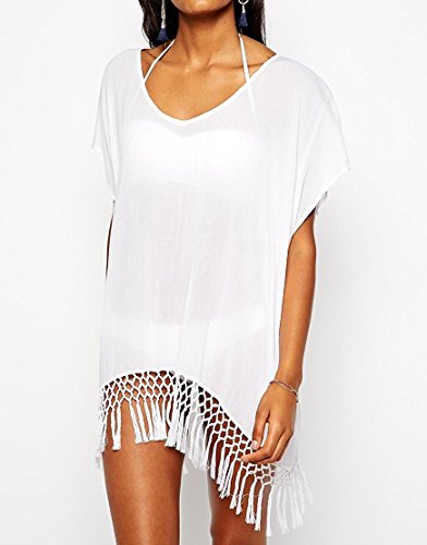 Voqeen Mujer Vestido de Playa Borla de Gasa Cubrir Blusa Camisolas y Pareos Bikini Cover up