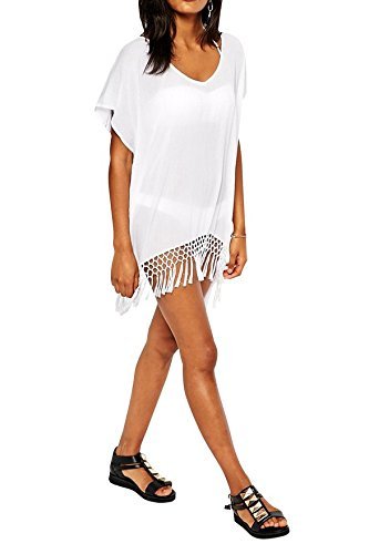 Voqeen Mujer Vestido de Playa Borla de Gasa Cubrir Blusa Camisolas y Pareos Bikini Cover up