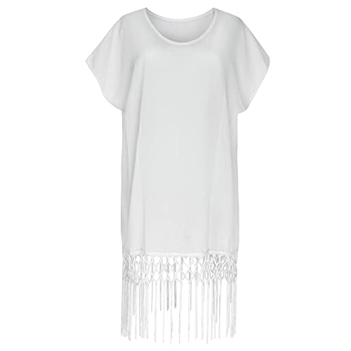 Voqeen Mujer Vestido de Playa Borla de Gasa Cubrir Blusa Camisolas y Pareos Bikini Cover up