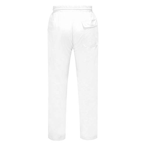 VPASS Pantalones Hombre Verano Casuales Moda Deportivos Algodón y Lino Pants Color sólido Jogging Pantalon Fitness Suelto Pantalones Largos Pantalones Ropa de Hombre