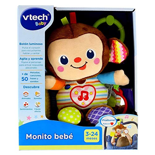 VTech- Monito Bebé Peluche Interactivo, Multicolor (3480-513422)