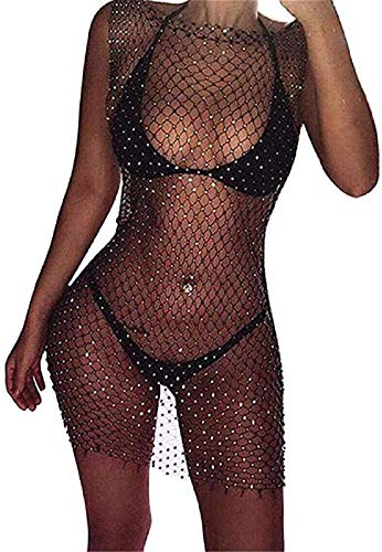 WangsCanis - Bañador sexy para mujer Negro 90 cm