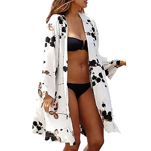 Wantbgd Ropa Cardigan Estampado Playa Mujer Verano Florale Bikini Cover up Kimono Mangas Largas Traje de Baño Blusa