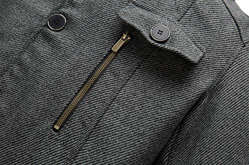Wantdo Abrigo Grueso de Invierno para Hombre Mezcla de Lana Cuello Alto Chaquetas Charreteras Abrigos Multibolsillos Chaqueta con Botones y Cremallera Frontal Completa Antiviento Hombres Gris XXL