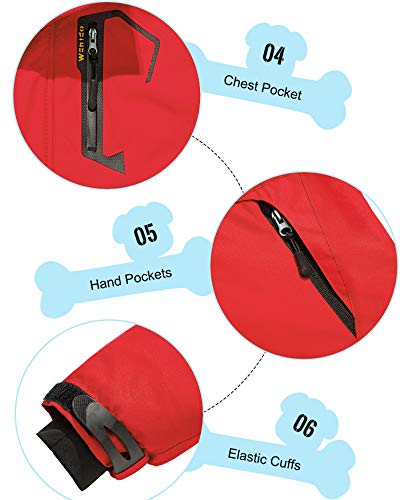 Wantdo Chaqueta de Esquí Impermeable Montaña Abrigo Windbreaker Paño Grueso Suave Parka Resistente al Agua para Acampar Viajar Chaqueta de Bolsillos Múltiples Cremallera para Niño Rojo 140-146