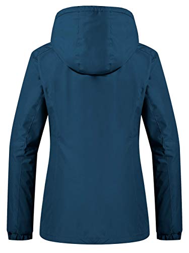 Wantdo Chaqueta de Esquí Snowboard Exteriores Chaqueta Impermeable a Prueba de Viento Abrigo Aislada con Vellón Invierno Parka de Montaña de Senderismo Deportiva para Mujer Azul Marino Medium
