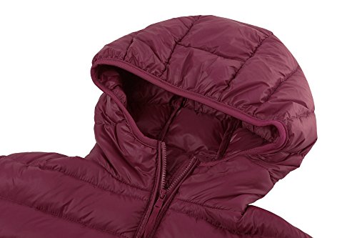Wantdo Chaqueta de Pluma Ultra Ligero Chaqueta de Plumón Ajustada de Moda Abrigo Acolchado Cremallera Slim fit Cazadora de Pluma Delgada Exterior Mujer Rojo Vino X-Small
