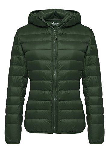 Wantdo Chaqueta de Pluma Ultra Ligero Chaqueta de Plumón Ajustada de Moda Plumiferos Otoño Cálido Chaqueta de Down Antiviento de Montaña Mujeres Verde Oscuro Small