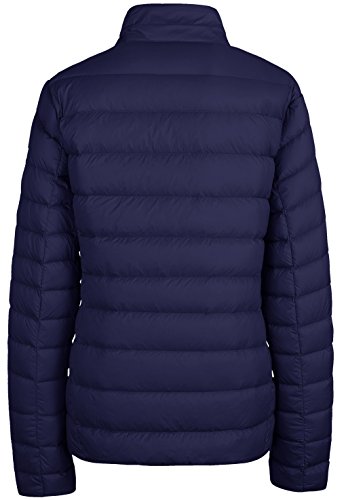 Wantdo Chaqueta de Plumón Antiviento al Aire Libre Chaqueta de Plumón Ajustada de Moda Abrigo Acolchado Cremallera Slim fit Cazadora de Pluma Delgada Exterior Mujeres Azul Marino Small