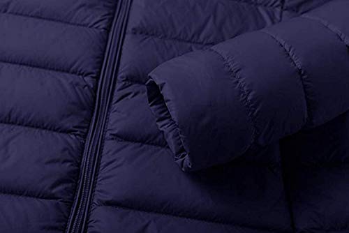 Wantdo Chaqueta de Plumón Antiviento al Aire Libre Chaqueta de Plumón Ajustada de Moda Abrigo Acolchado Cremallera Slim fit Cazadora de Pluma Delgada Exterior Mujeres Azul Marino Small