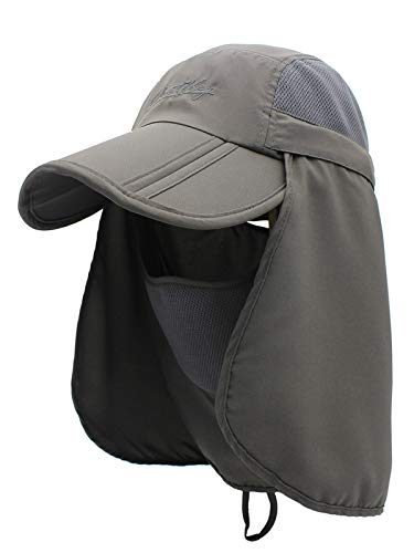 WANYING Unisexo Safari Cap con Protector de Cuello Anti UV Abatible Gorra de Béisbol para Acampar al Aire Libre -
