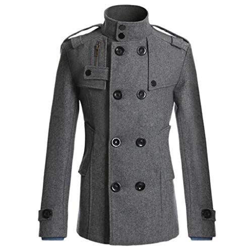 waotier Abrigo de Lana Gabardina Rompevientos Casual para Hombre Cruzado Fashion Business Sección Media y Larga Slim Fit Abrigo Chaqueta Outwear